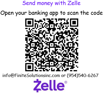 Finite Solutions Zelle payment QR code